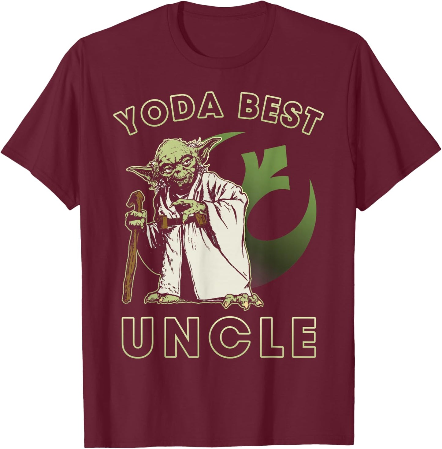Star Wars Yoda Best Uncle Rebel Logo T-Shirt - T-Shirt | Maroon