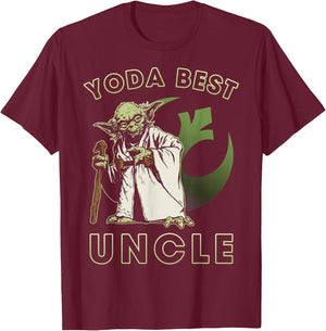 Star Wars Yoda Best Uncle Rebel Logo T-Shirt - T-Shirt | Maroon