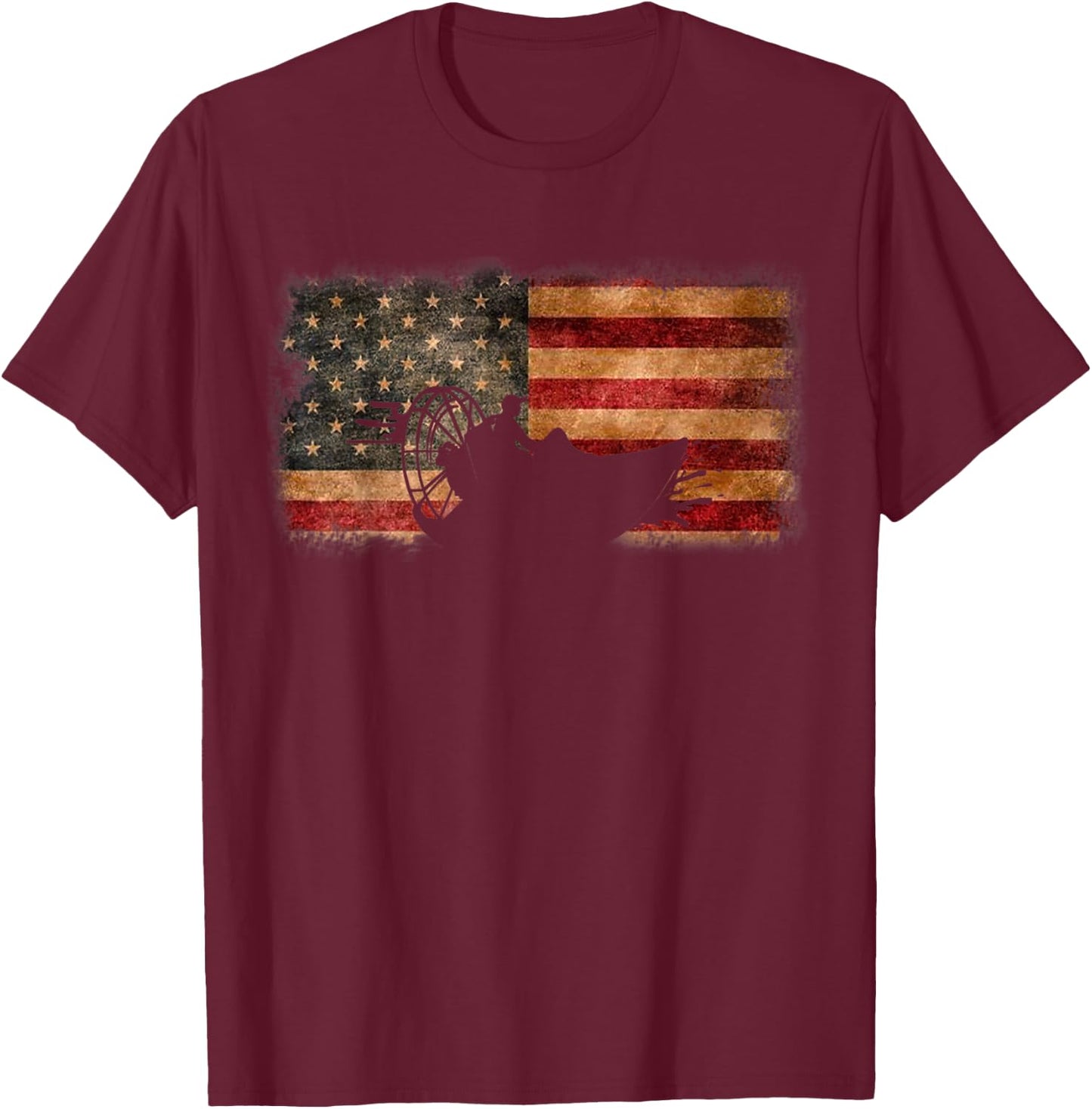 American Flag Airboat Racing America Gift T-Shirt - T-Shirt | Maroon