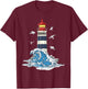 Ozean Möwen Meer Wellen Leuchtturm T-Shirt - T-Shirt | Maroon