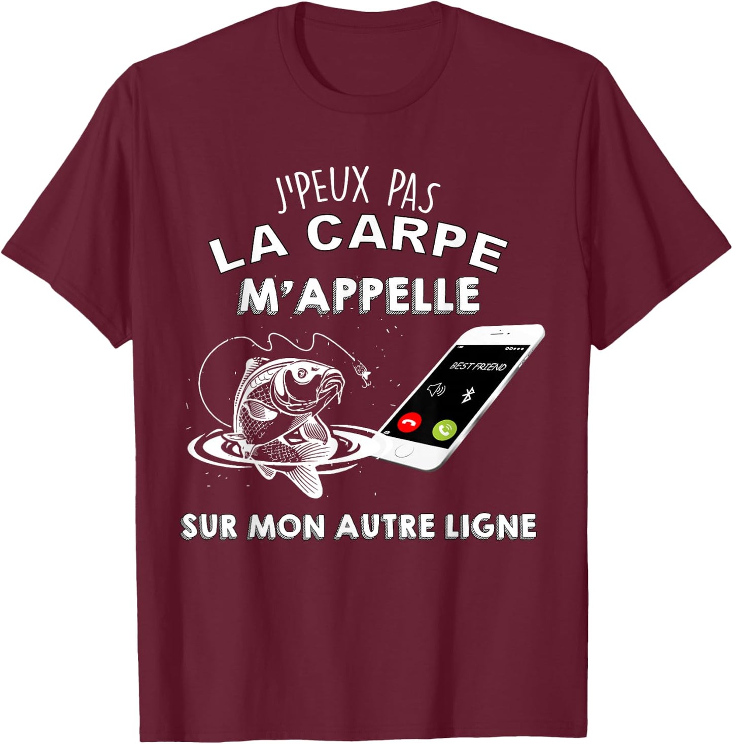 Fishing Carp Me Calls Humor Fisherman Online , Black, S T-Shirt - T-Shirt | Maroon