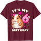6th Birthday Girl 6 Years, Guinea Pig and Big Number 6 T-Shirt - T-Shirt | Maroon