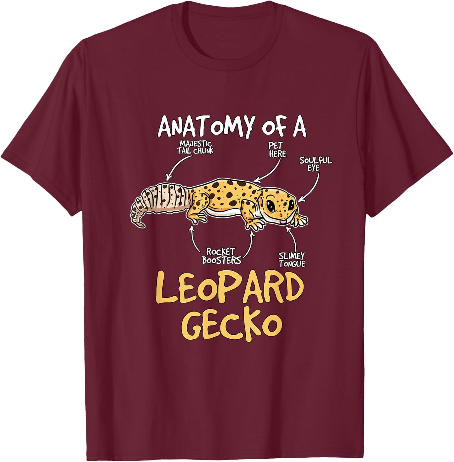 Kids Leopard Gecko Gift Anatomy of A Leopard Gecko T-Shirt - T-Shirt | Maroon