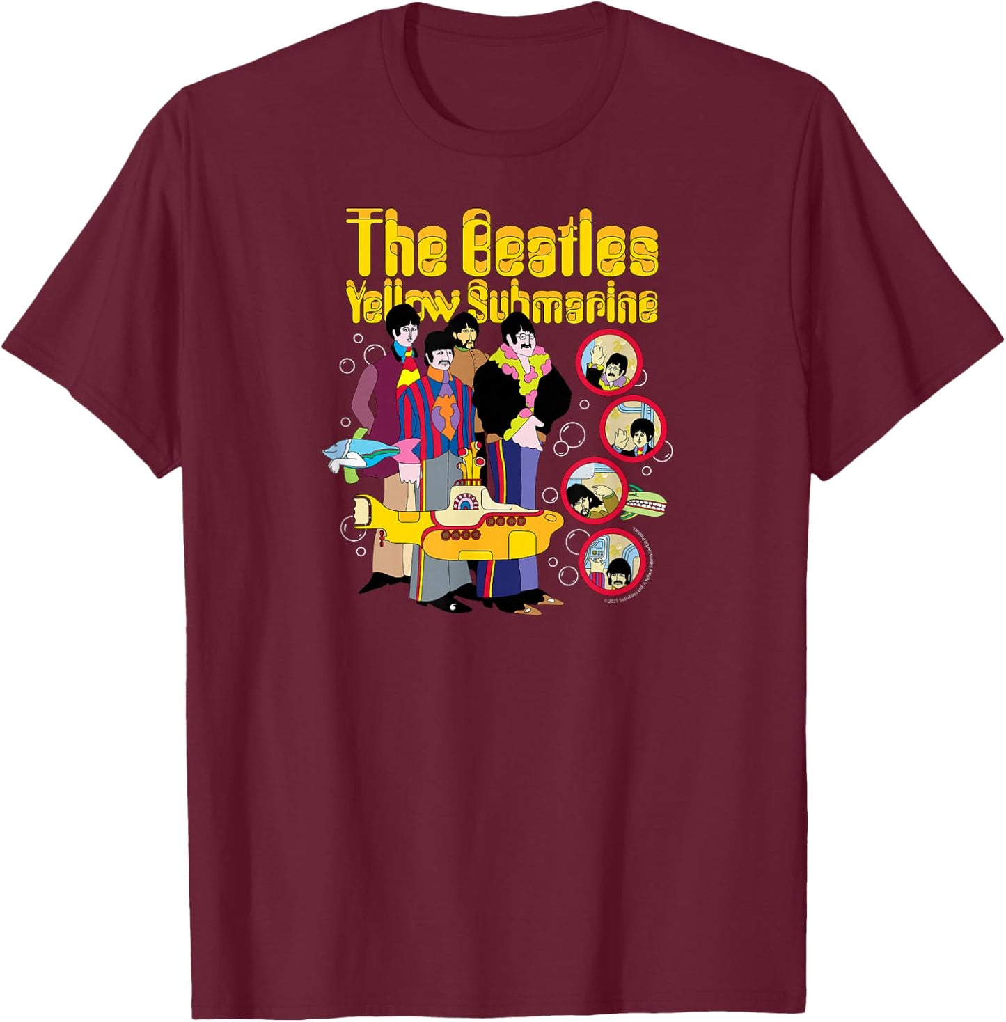 The Beatles - Yellow Submarine Adventure T-Shirt - T-Shirt | Maroon