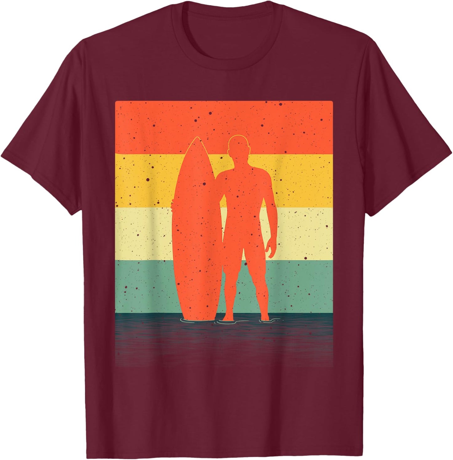 Cool Surfer Boys Retro Surfboard Beach Summer Sunset T-Shirt - T-Shirt | Maroon