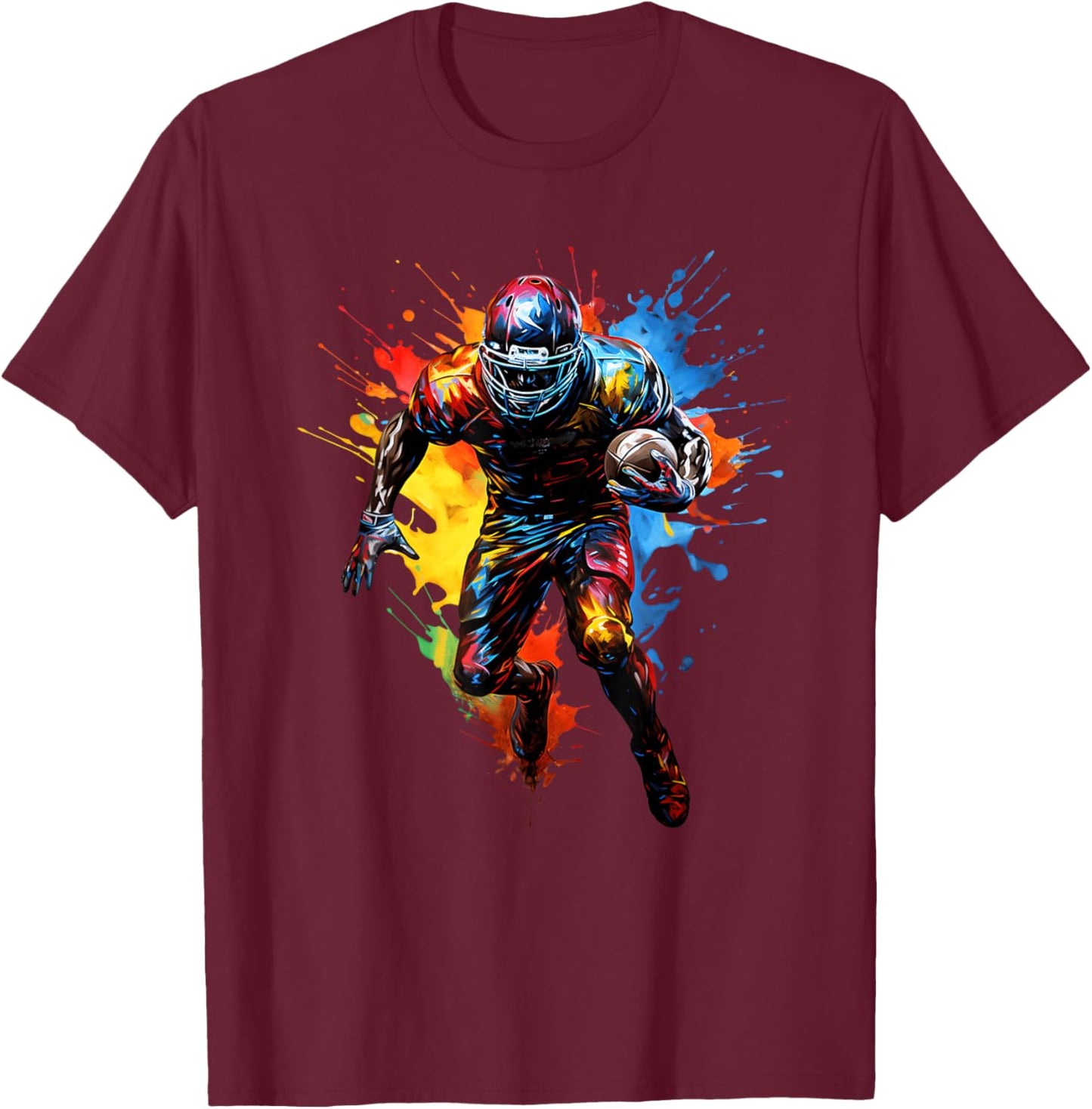 American Football Player Colour T-Shirt - T-Shirt | Maroon