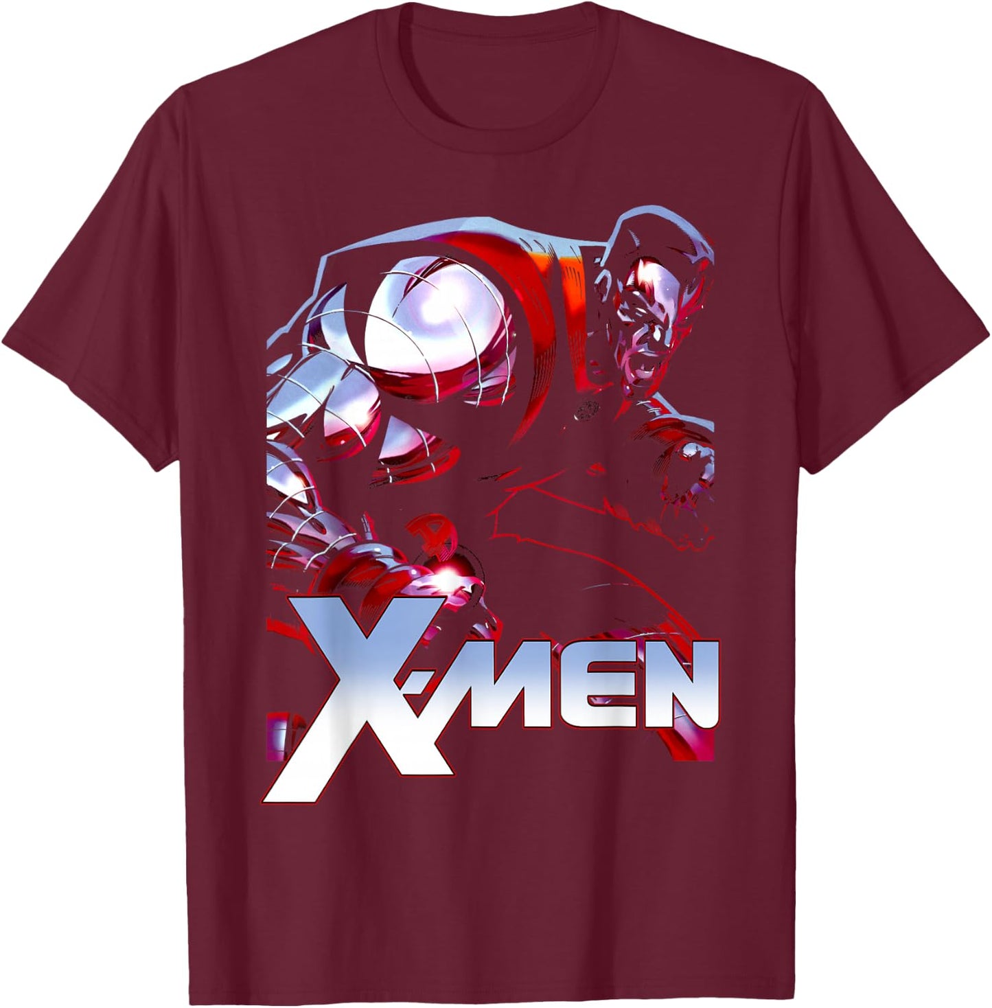 Marvel X-Men Classic Colossus Metallic Superhero Portrait T-Shirt - T-Shirt | Maroon