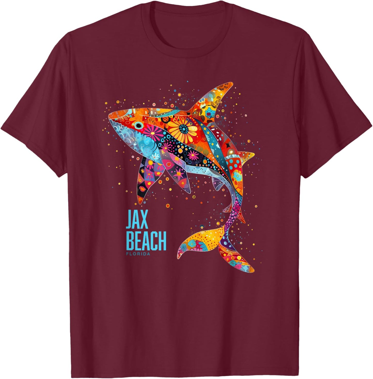 Jax Beach Florida Vacation Jacksonville FL Tribal Shark Women T-Shirt - T-Shirt | Maroon