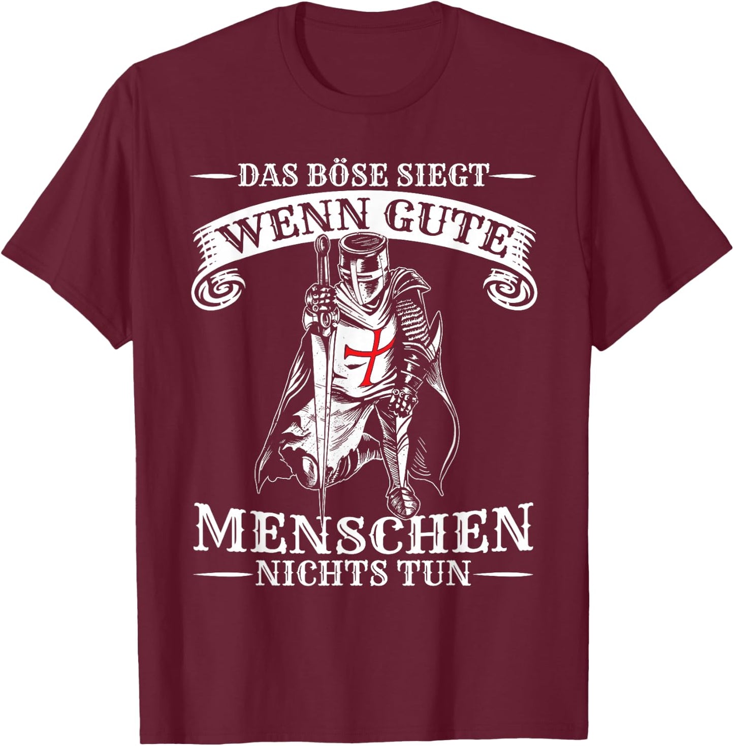 Men's Templar Knight Lover Hobby Medieval Knight , black T-Shirt - T-Shirt | Maroon