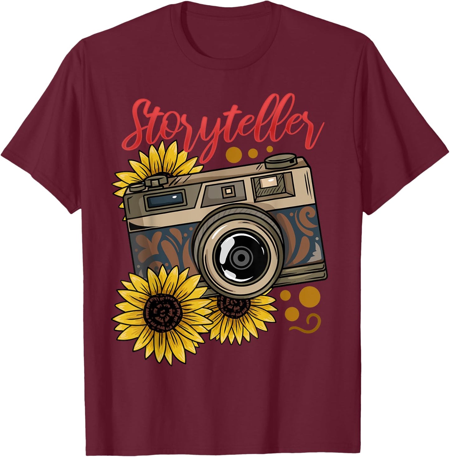Photographer Photography Storyteller Camera Gift T-Shirt - T-Shirt | Maroon