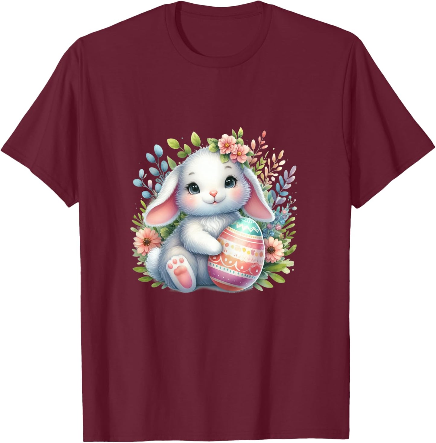 Cute Pink Easter Bunny T-Shirt - T-Shirt | Maroon