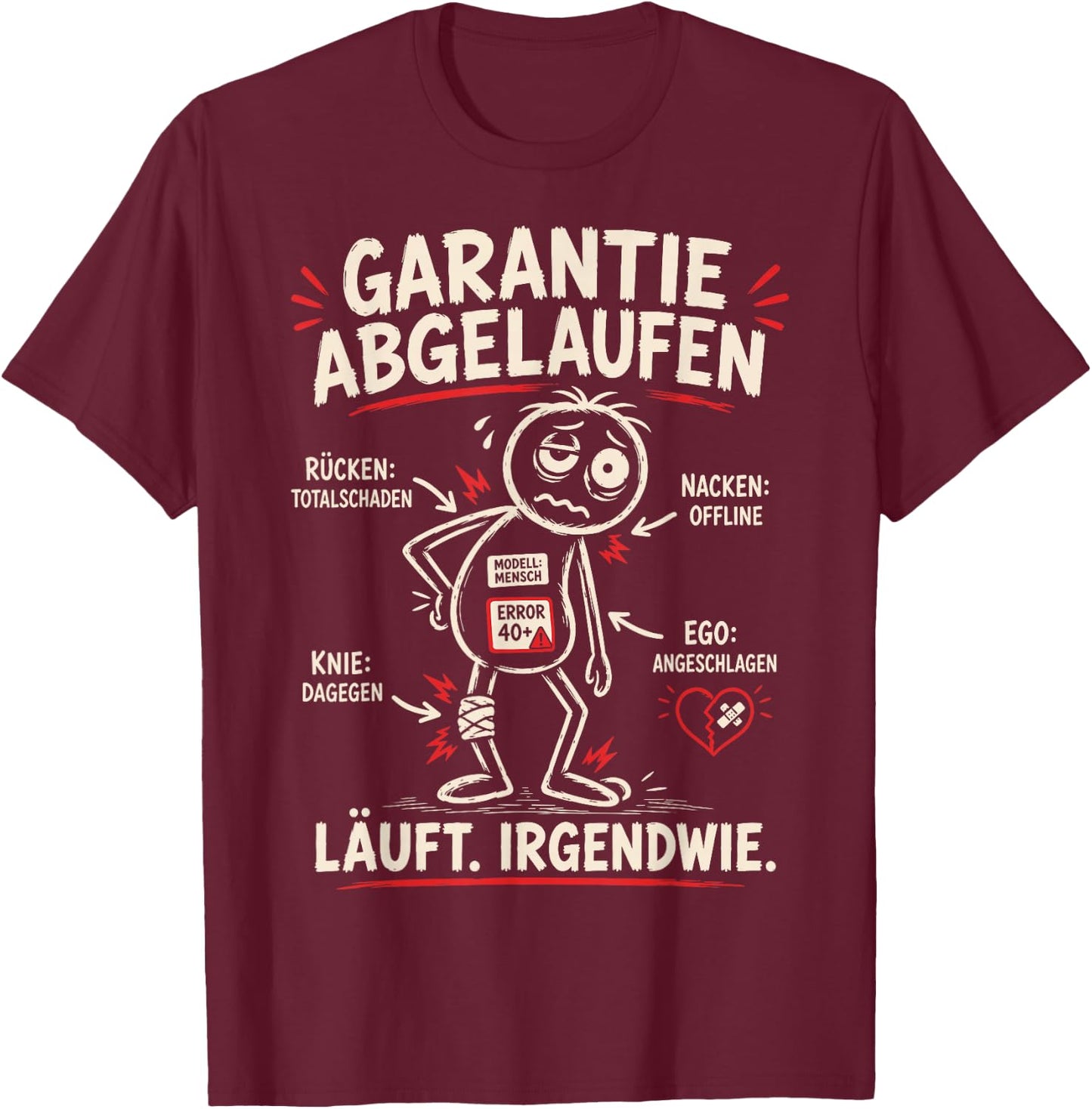 Aua Au älter Werden Alter Mann alte Frau Lustig Geburtstag T-Shirt - T-Shirt | Maroon