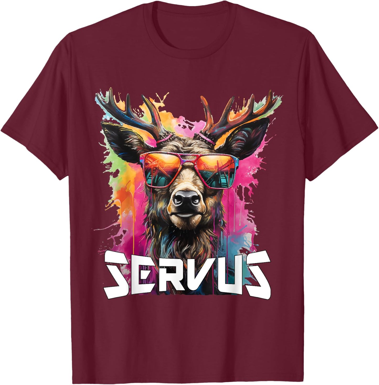 Servus Trachtenshirt Trachten Tracht Hirsch Tirol & Bayern T-Shirt - T-Shirt | Maroon