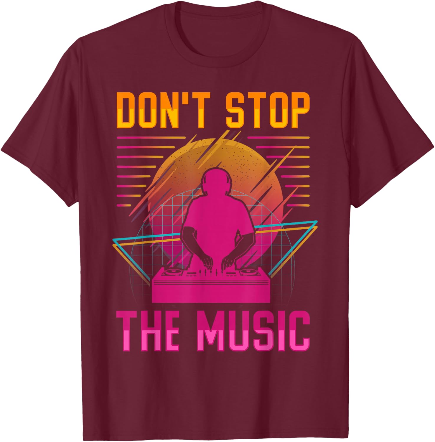 DJ Men's Children's Electro Synth House Disco , black, s T-Shirt - T-Shirt | Maroon