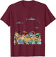 Shark Ocean Collage For Boys And Girls Sea Life Fun Graphic T-Shirt - T-Shirt | Maroon