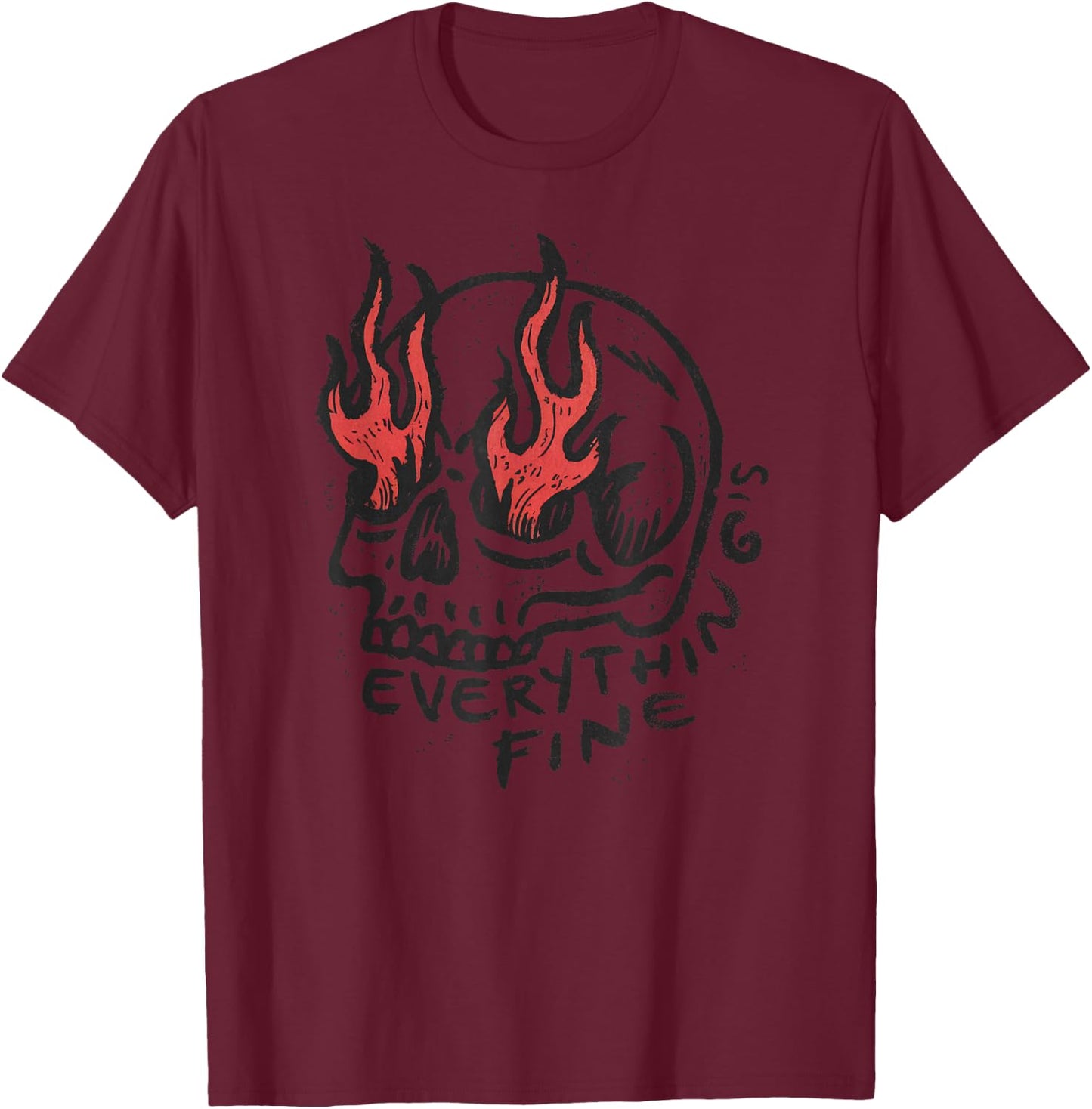 Aesthetic Clothes Vintage Streetwear Fashion Women Men Skull T-Shirt - T-Shirt | Maroon