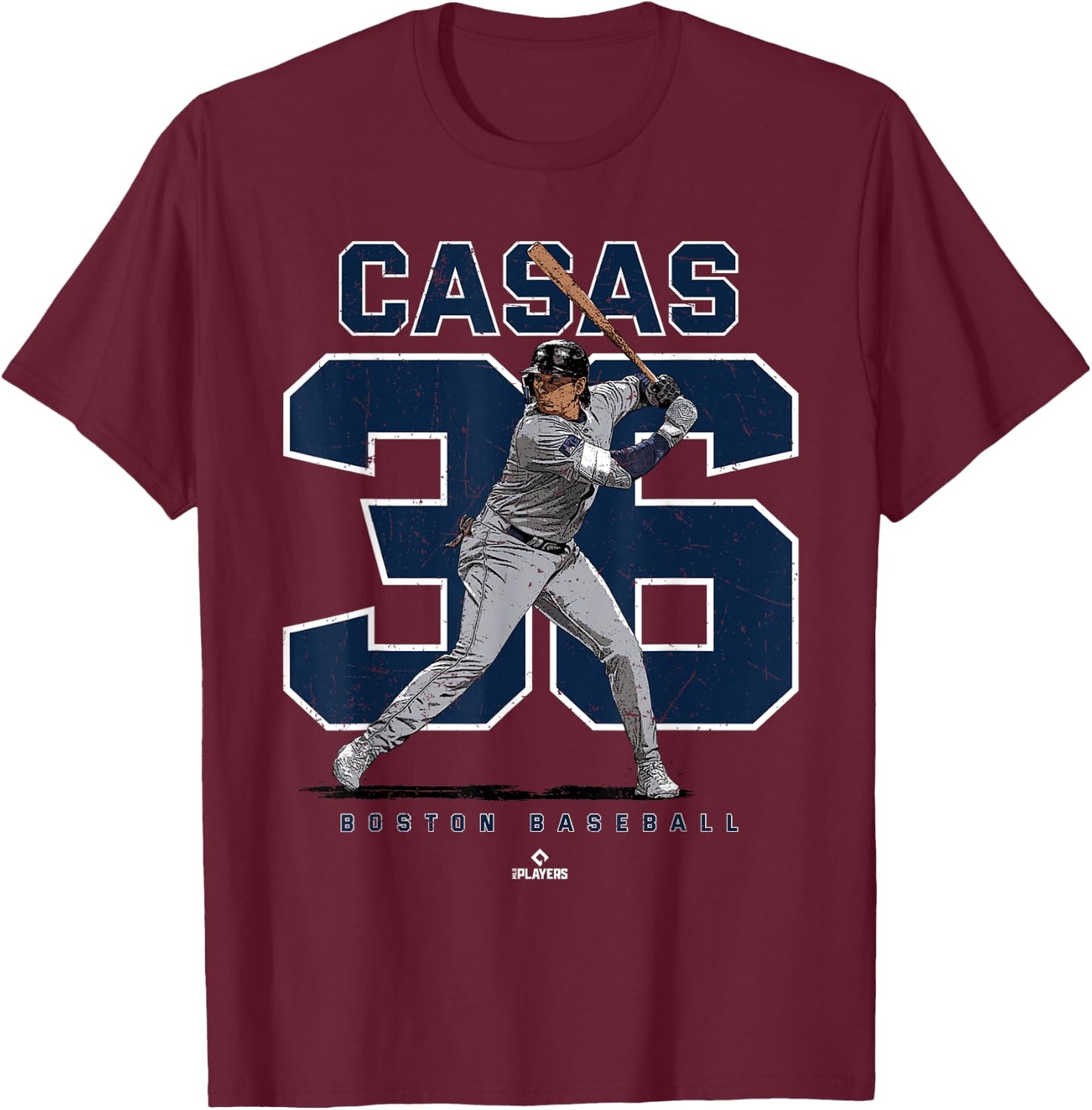 Number and Portrait Triston Casas Boston MLBPA T-Shirt - T-Shirt | Maroon