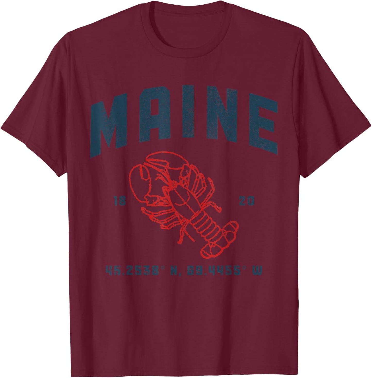 Maine Est. 1820 Lobster Vintage Pride T-Shirt - T-Shirt | Maroon