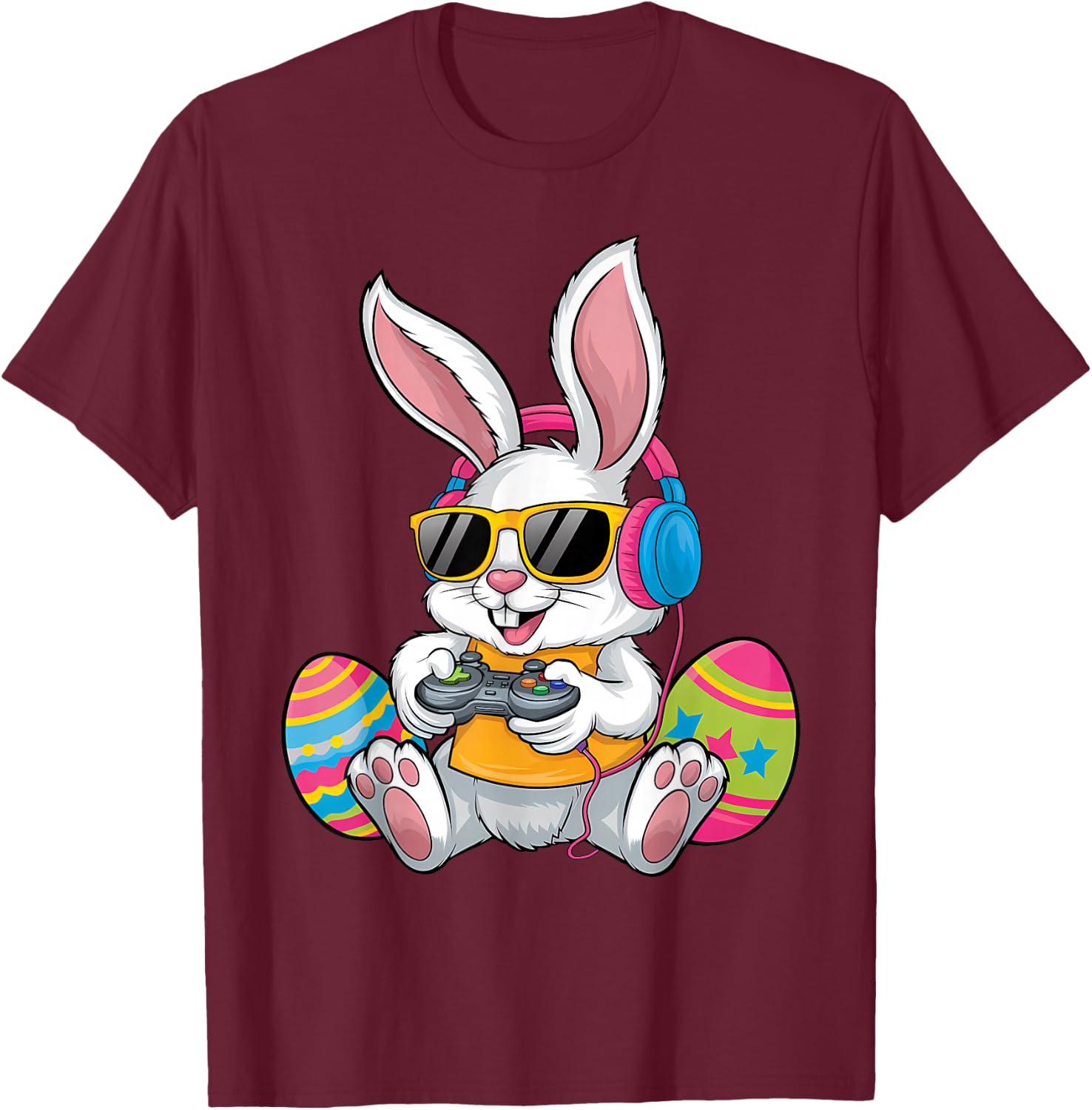 Easter Day Rabbit Gamer Funny Video Games Boys Kids Bunny T-Shirt - T-Shirt | Maroon