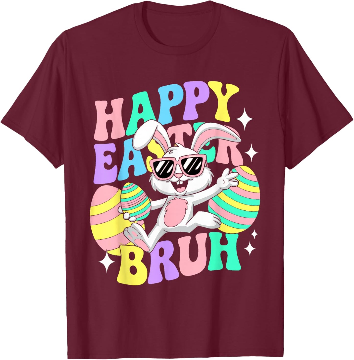 Bruh Easter Shirts for Boys Girls Kids Women Rabbit Eggs T-Shirt - T-Shirt | Maroon