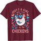 Just a girl who loves Chickens Girl Farmer T-Shirt - T-Shirt | Maroon