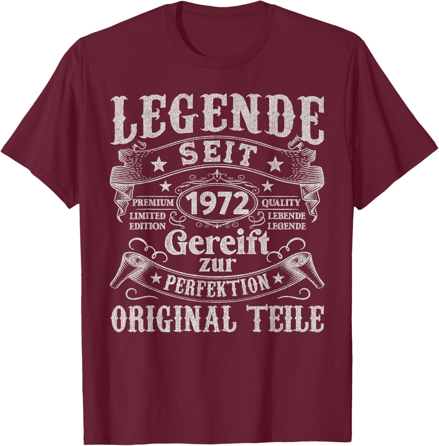 52. Geburtstag Mann Frau 52 Jahre 1972 Deko Lustig Geschenk T-Shirt - T-Shirt | Maroon