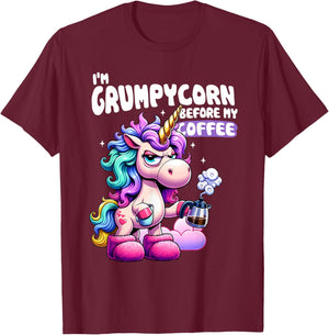 I'm a GrumpyCorn Before My Coffee Funny Coffee Lover , black T-Shirt - T-Shirt | Maroon