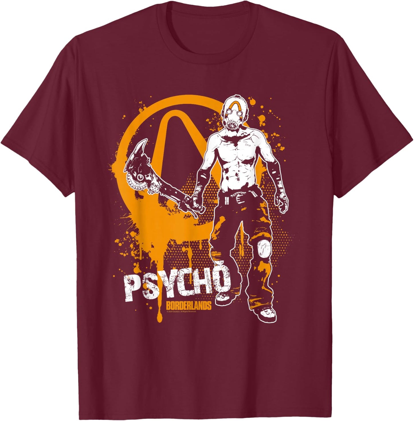 Borderlands Psycho Graffiti Symbol Gaming T-Shirt - T-Shirt | Maroon
