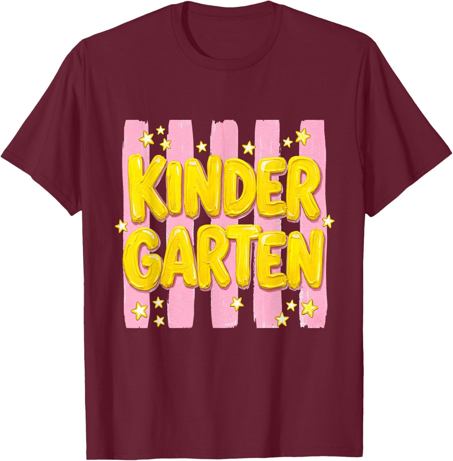 Striped Kindergarten Teacher Student First Day of School Kid T-Shirt - T-Shirt | Maroon