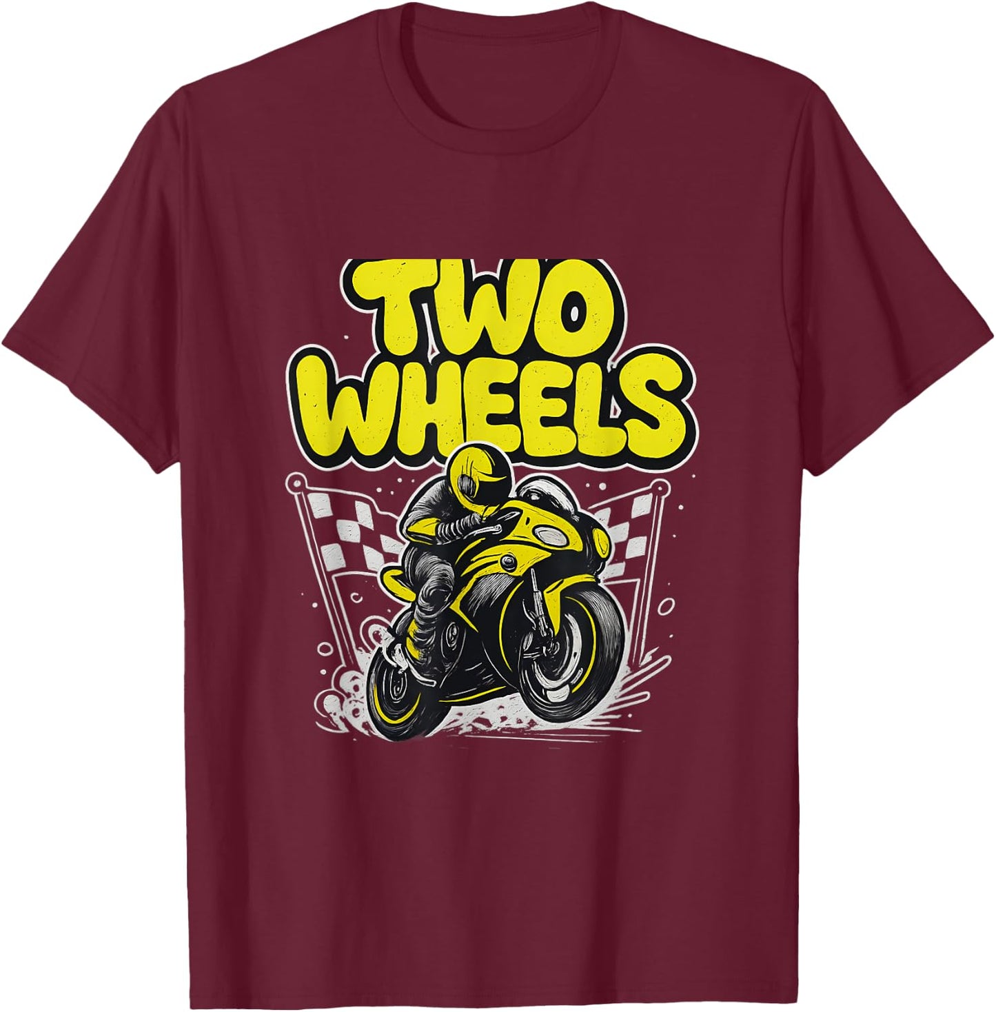 2 Roues Jaune Fluo Noir Moto Graffiti Art T-Shirt - T-Shirt | Maroon