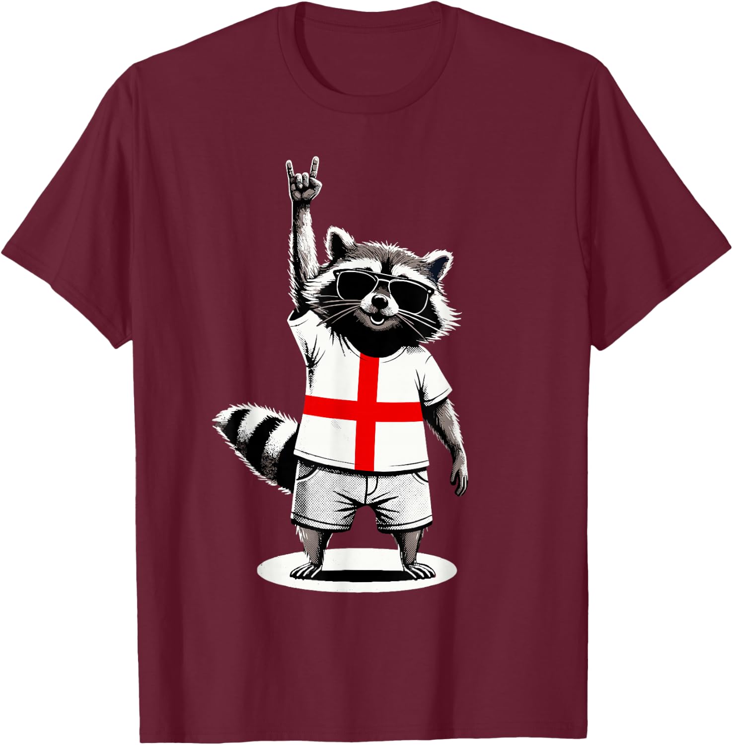 Englische Flagge Waschbär Lustig England T-Shirt - T-Shirt | Maroon