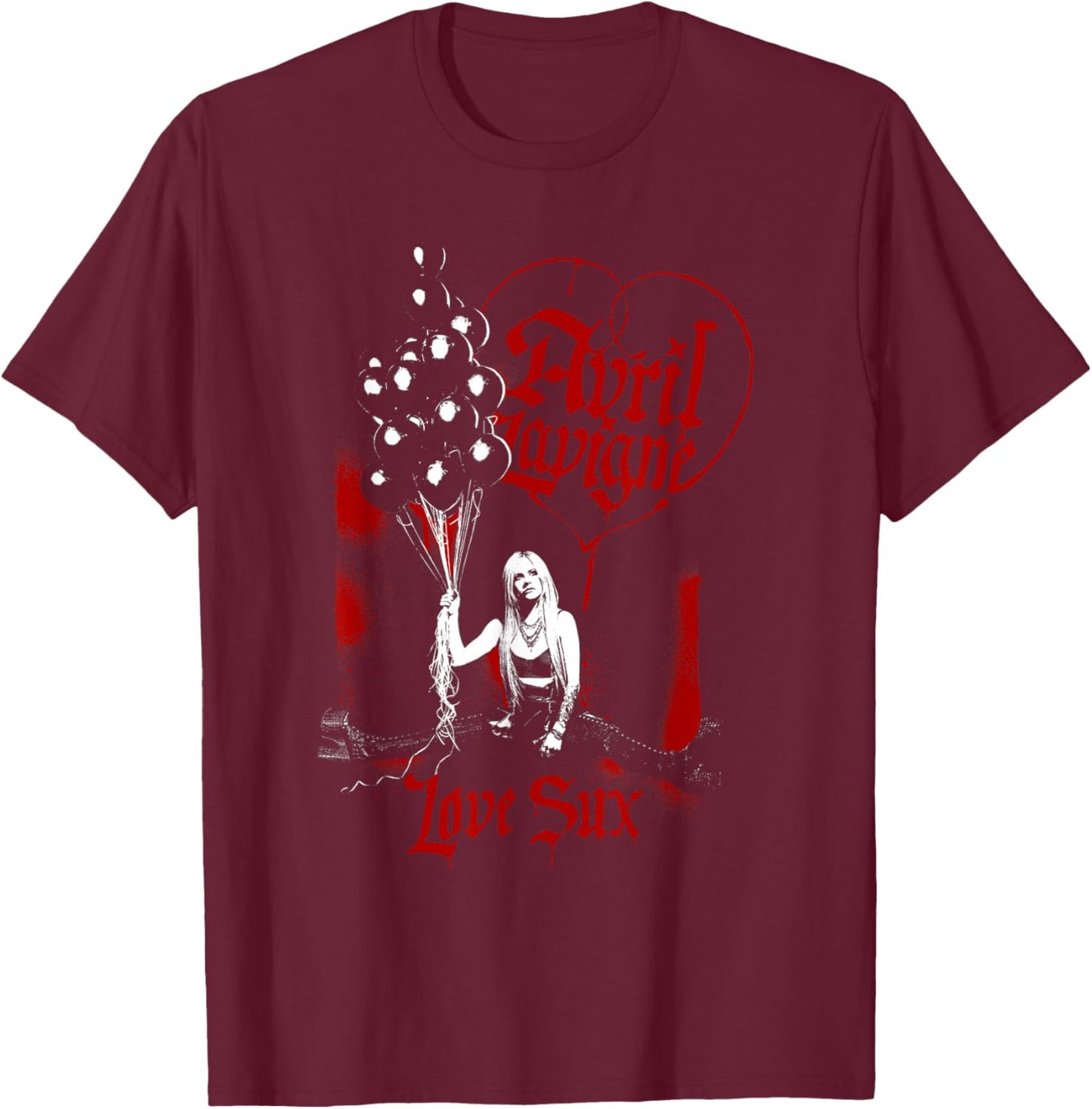 Official Avril Lavigne Love Sux Balloons , black T-Shirt - T-Shirt | Maroon