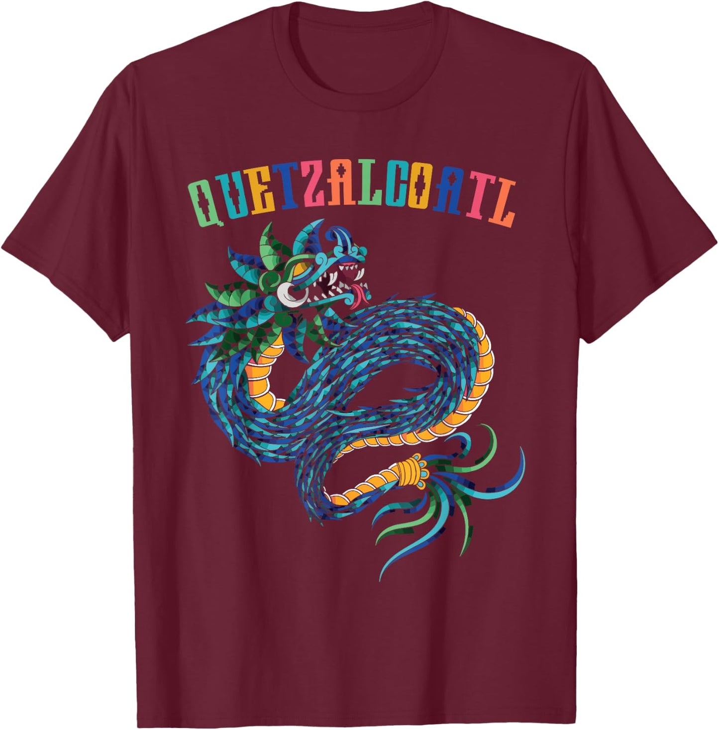 Aztec God Quetzalcoatl Cool Snake Dragon Inca Maya Gifts T-Shirt - T-Shirt | Maroon
