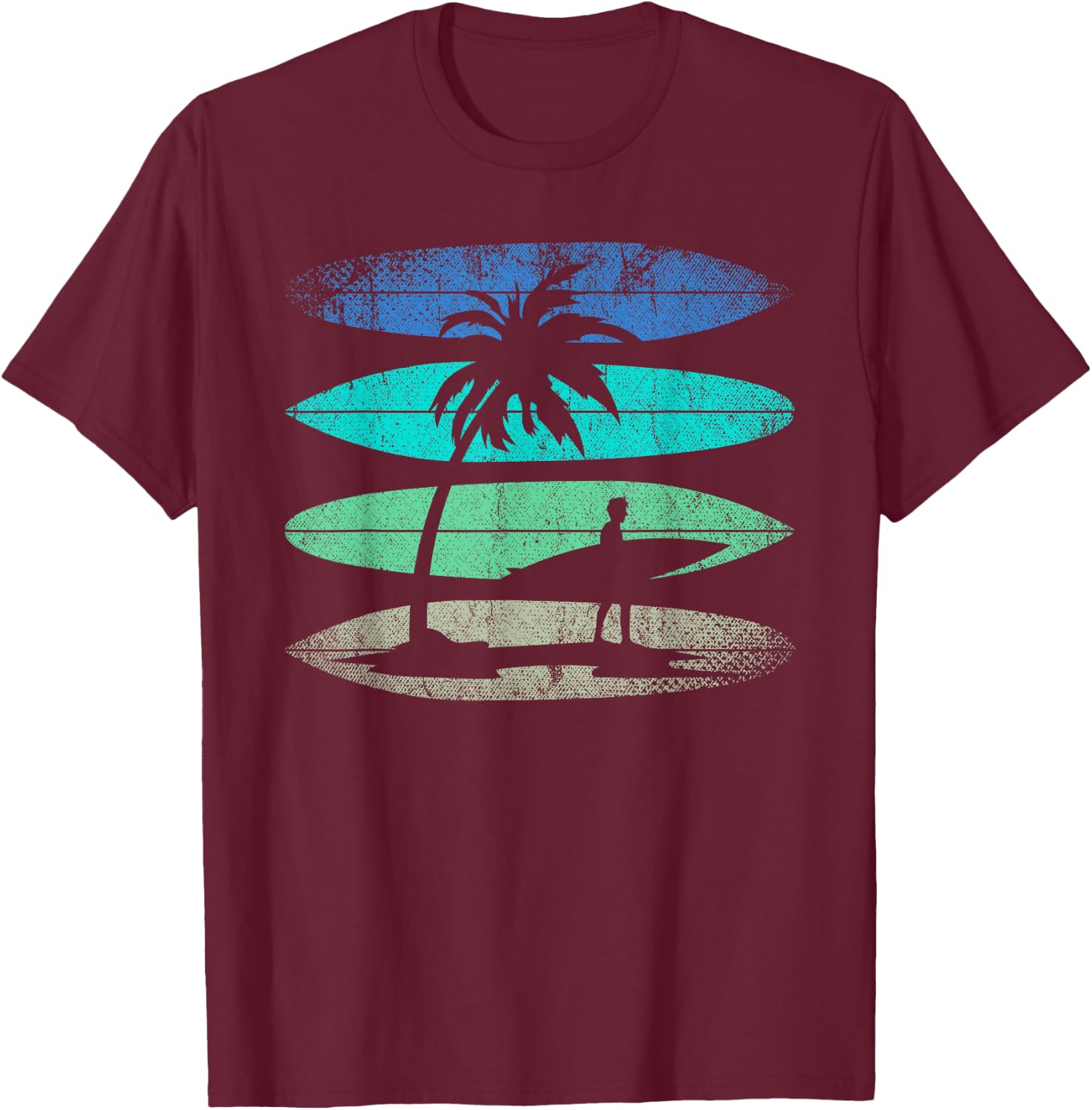 Retro Surfing Surfing Athlete Water Sports Surfer , Black T-Shirt - T-Shirt | Maroon