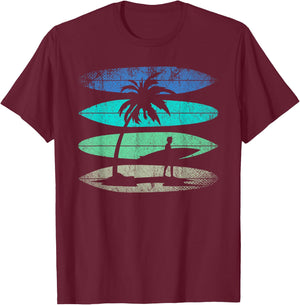 Retro Surfing Surfing Athlete Water Sports Surfer , Black T-Shirt - T-Shirt | Maroon