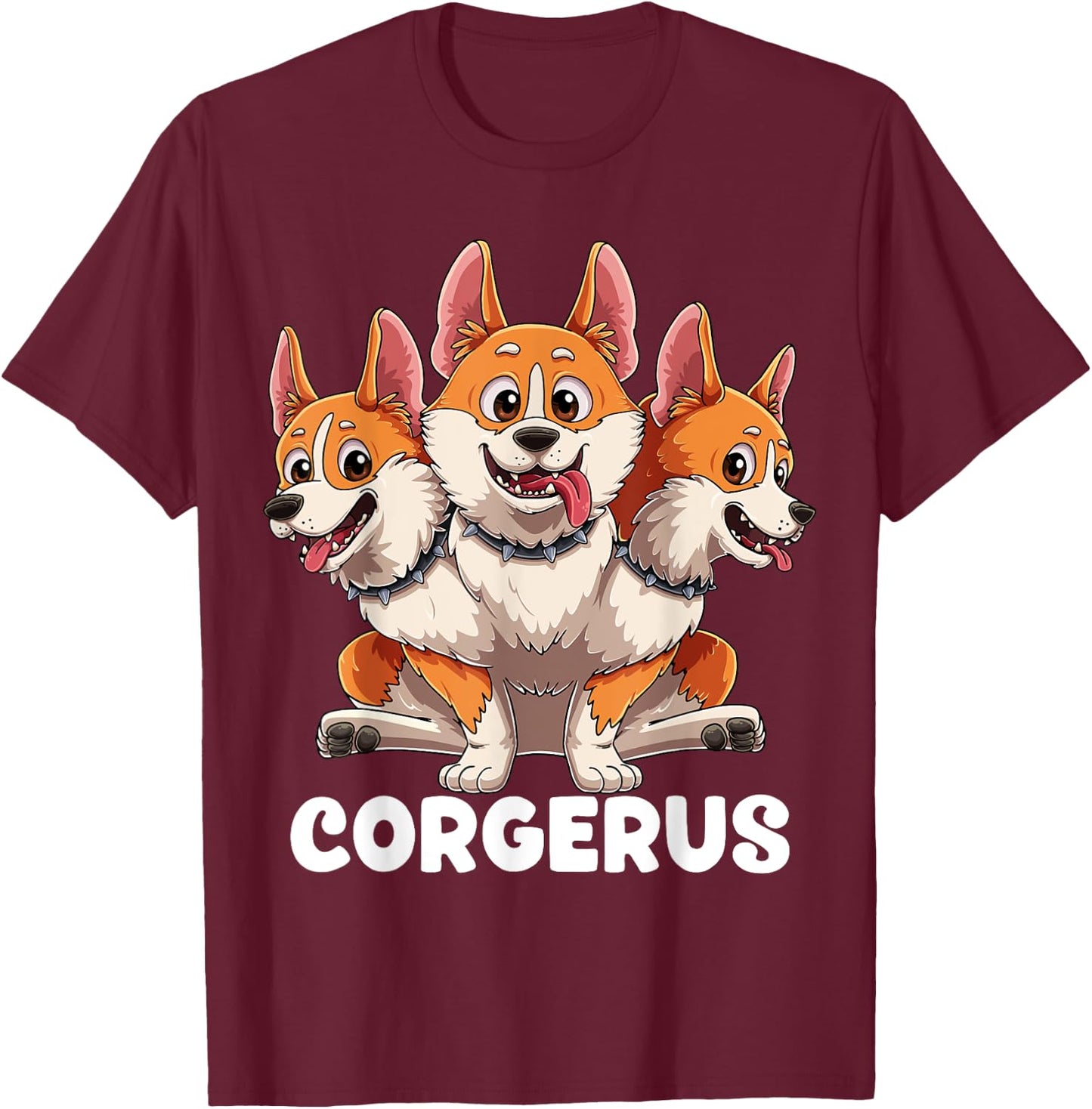 Corgerus Three Headed Corgi Dog Funny Greek Mythology Women Kids T-Shirt - T-Shirt | Maroon