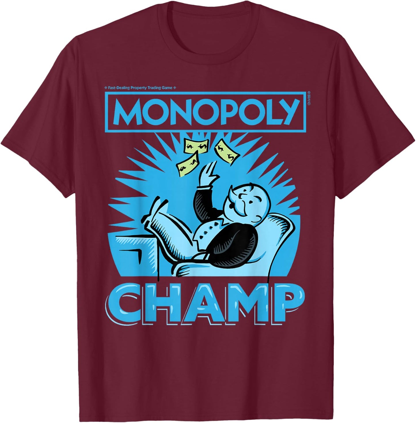 Monopoly Man Champ Money Toss Vintage Logo T-Shirt - T-Shirt | Maroon