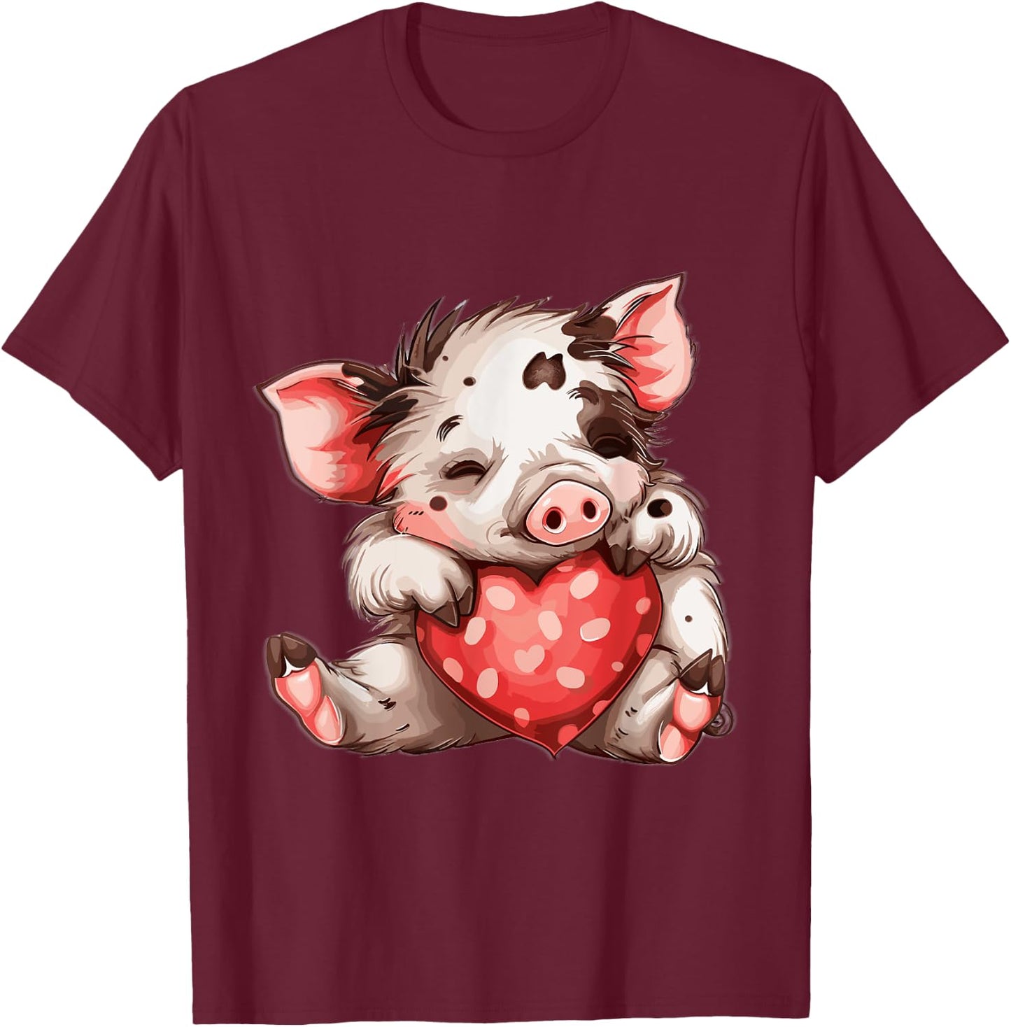 Kune Kune Pig Heart Kunekune Kune Kune Pig Girl T-Shirt - T-Shirt | Maroon