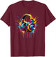 Splash Art Headphones Music Singing Singer Song , Black, S T-Shirt - T-Shirt | Maroon