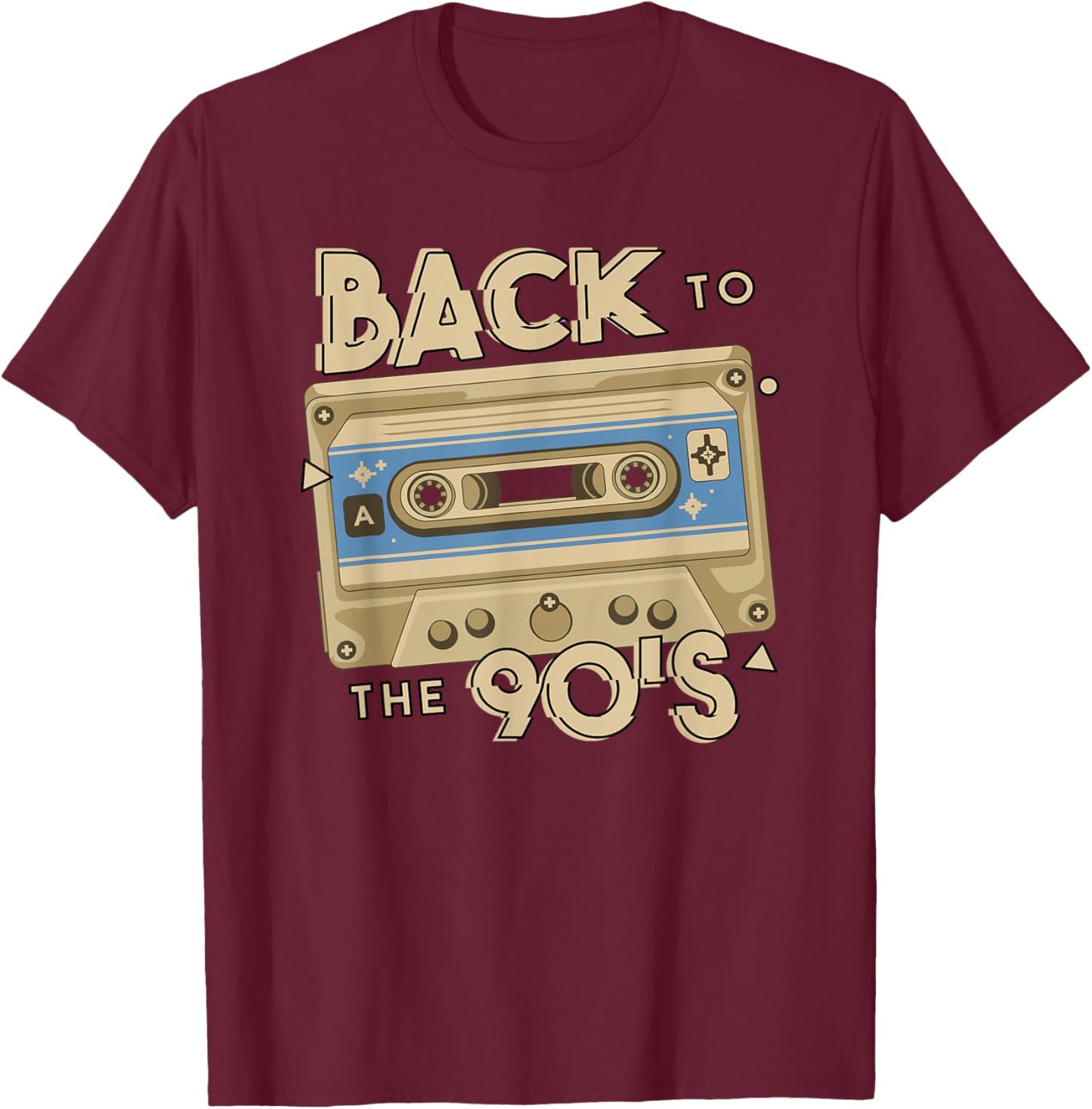 Men's Women's Kids Vintage Retro Back To 90's Graphic Design T-Shirt - T-Shirt | Maroon