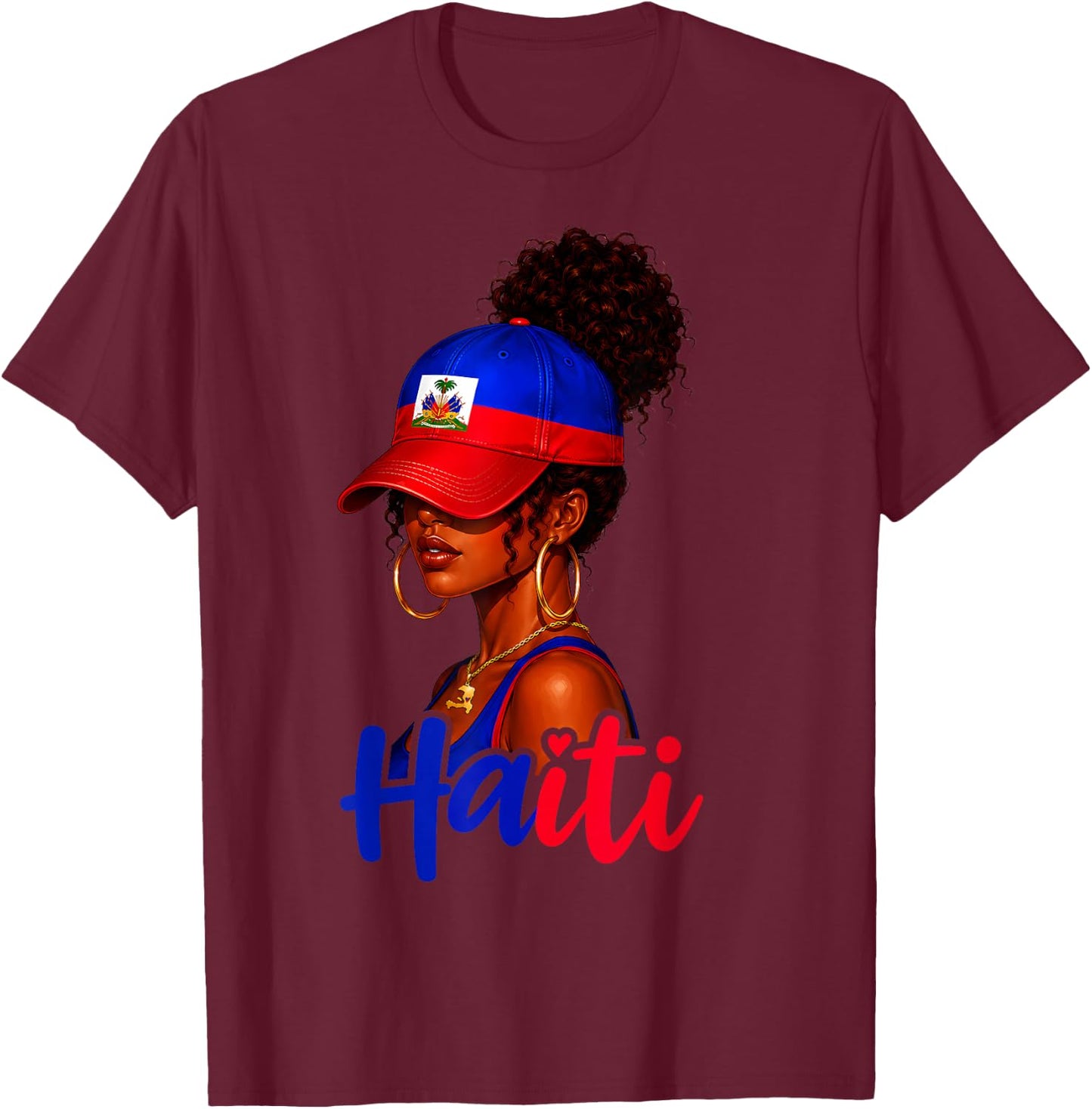 Haiti Flag Haitian Pride Men Women Kids Vintage 2026 T-Shirt - T-Shirt | Maroon