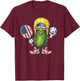 Funny Patriotic Pickle Player Playing Pickleball Game Trump T-Shirt - T-Shirt | Maroon