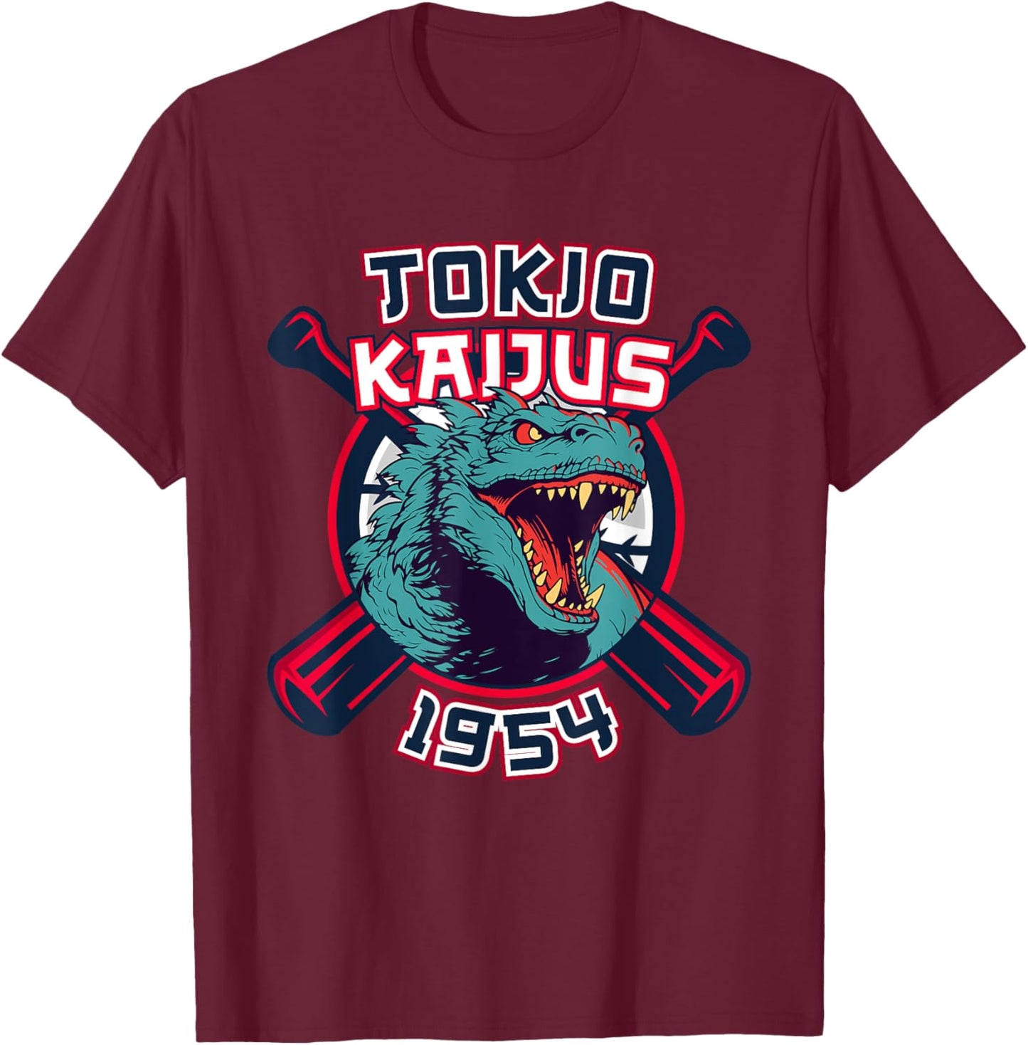 Retro 1954 Baseball Japanese Team Kaijus Fan T-Shirt - T-Shirt | Maroon