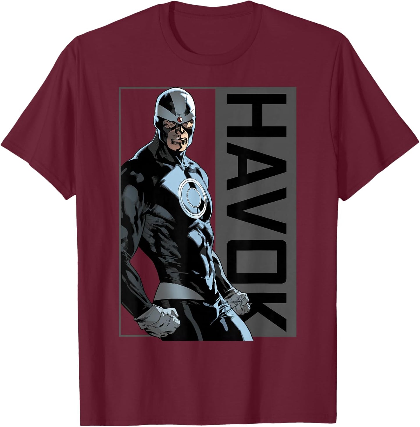 Marvel X-Men Havok Character Side Profile Graphic T-Shirt - T-Shirt | Maroon