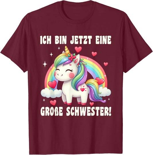 Big Sister Gifts Siblings Girls Birth Unicorn T-Shirt - T-Shirt | Maroon