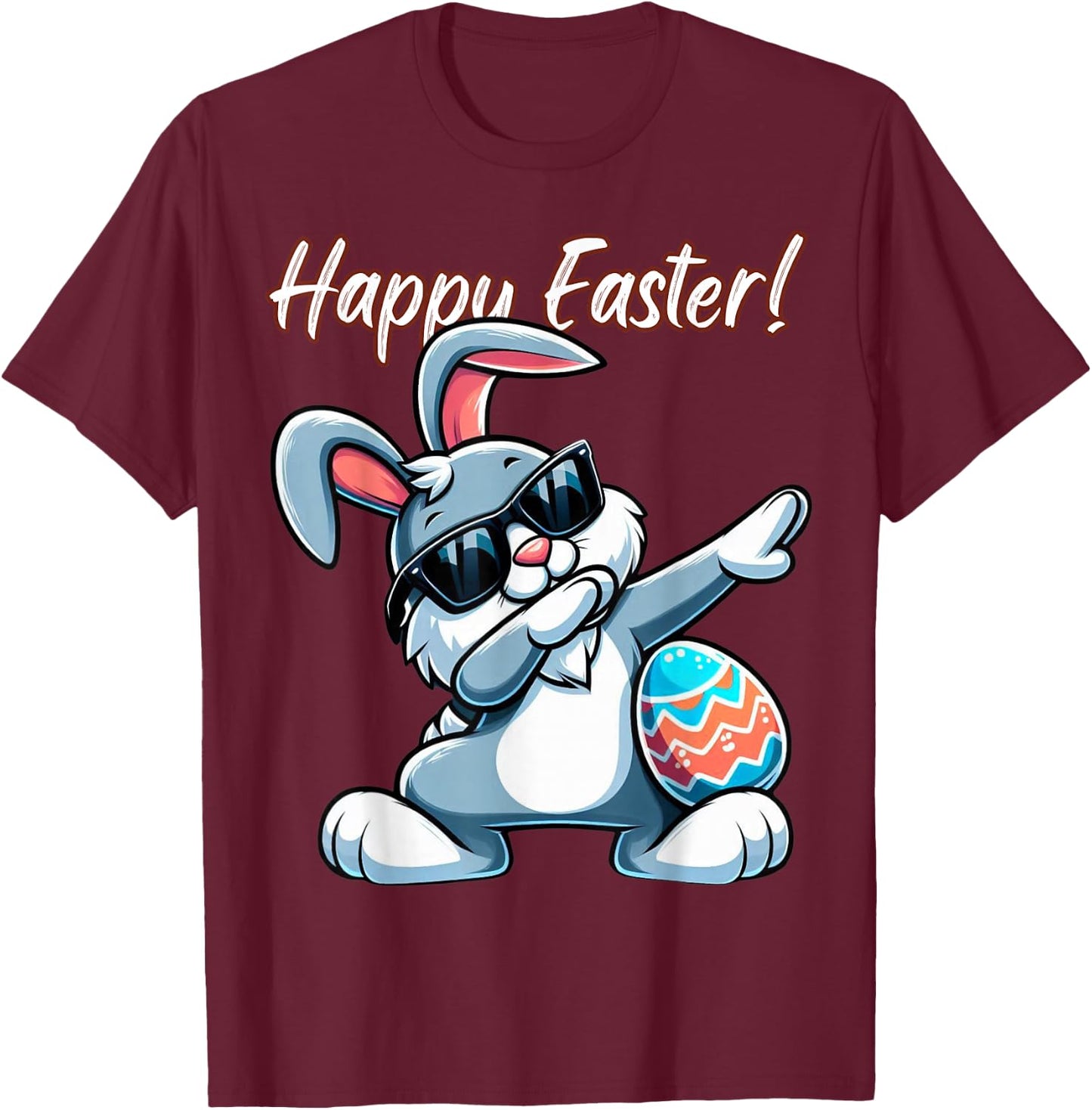 Dabbing Rabbit Easter Eggs Dab Boys Girls Kids Bunny T-Shirt - T-Shirt | Maroon