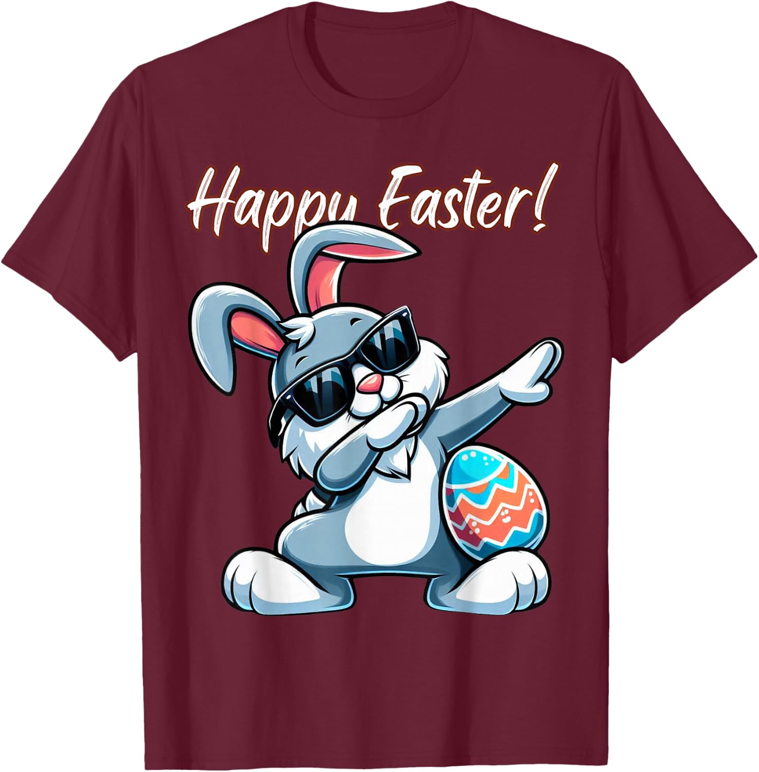Dabbing Rabbit Easter Eggs Dab Boys Girls Kids Bunny T-Shirt - T-Shirt | Maroon