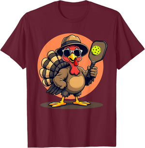Turkey Cool Pickleball Black Small Classic Fit Modern Casual Thanksgiving T-Shirt - T-Shirt | Maroon