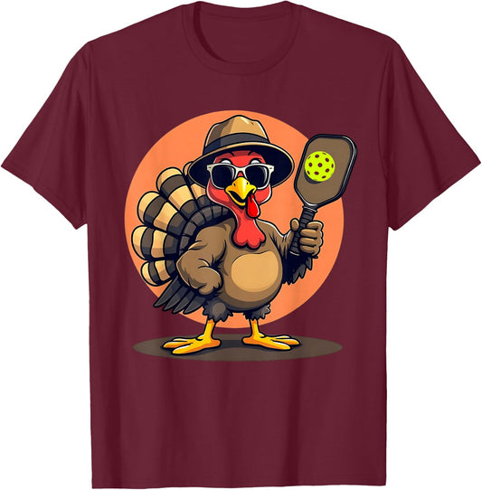 Turkey Cool Pickleball Black Small Classic Fit Modern Casual Thanksgiving T-Shirt - T-Shirt | Maroon