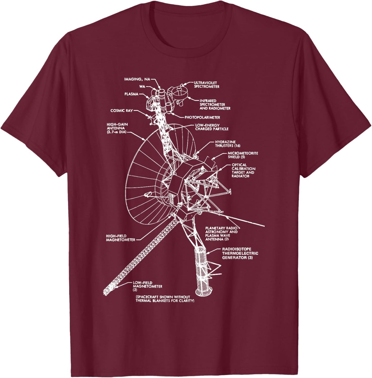 Space Satellite Antenna Diagram Chart Blueprint Retro Gift T-Shirt - T-Shirt | Maroon